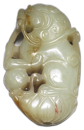 宋辽金青白玉瑞兽。造型精美,文化