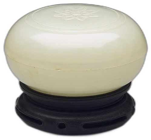 清代白玉抛光温润圆球形雕花盖瓶