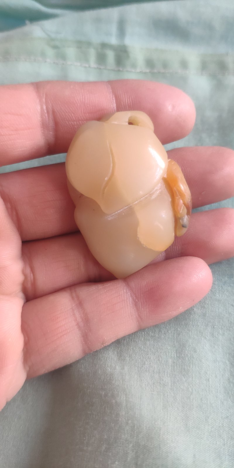 糖玉团形把件_暖白底橙黄糖色_圆雕挂饰 - 玉石 现代